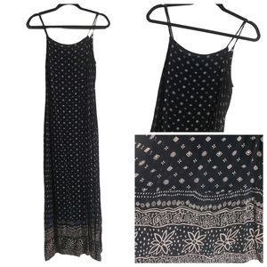 ***😀3 for $35./Vintage Coupe Ckassique sleeveless  Black & Tan Print Maxi Dress.